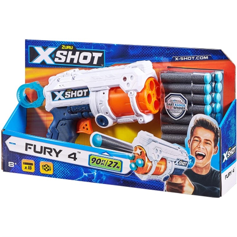 X-Shot Pistola Excel Fury 4 con 16 dardi