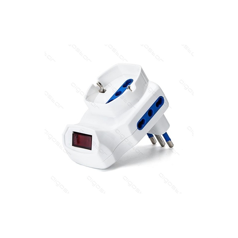 ADATTATORE 3 VIE CON INTERRUTTORE DA 10A A 10A/16A