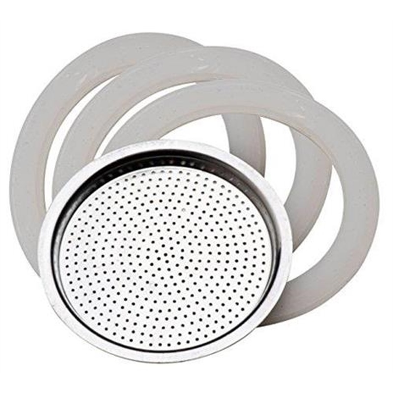 Ricambio 3 Guarnizioni 100% silicone + 1 Filtro, Alluminio - 1 TAZZA