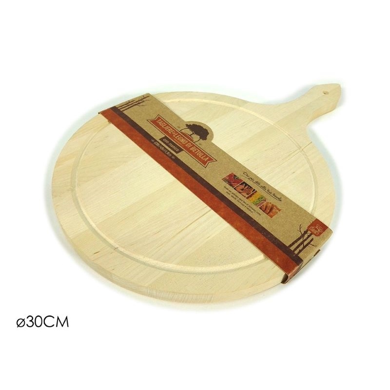 TAGLIERE LEGNO C/MANICO D.30 x P 45 X H 1,5 CM