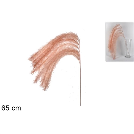 Ramo Rosa con Piume decorazione natalizia per arredamento moderno h 65 cm