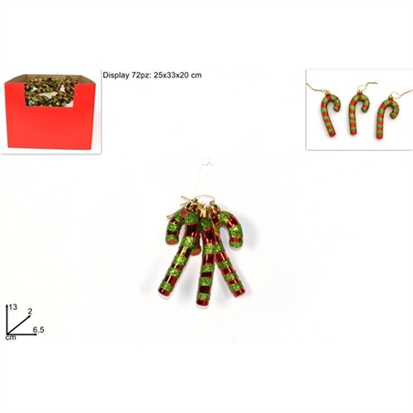 BASTONCINI 13CM SET 3PZ ROSSO GLITTER VERDE 