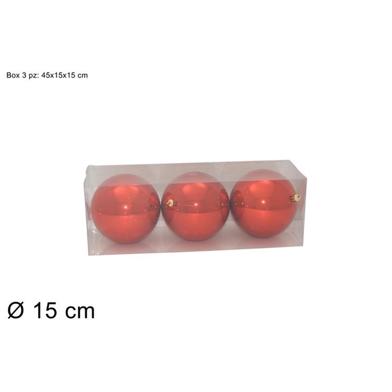 PALLE 15CM SET 3PZ IN BOX PVC ROSSO