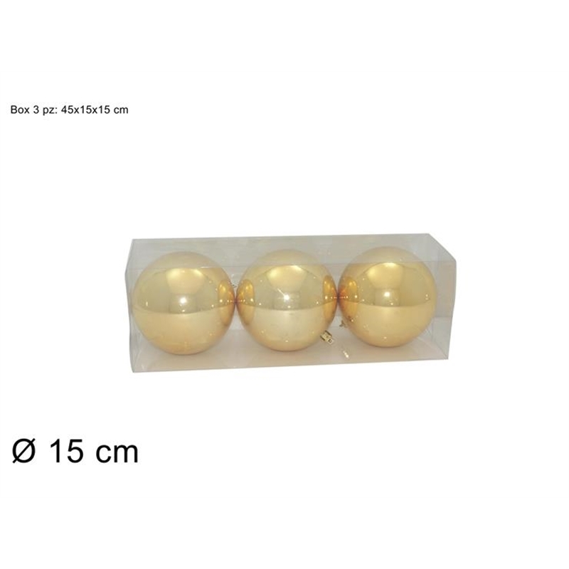 PALLE 15CM SET 3PZ IN BOX PVC ORO 