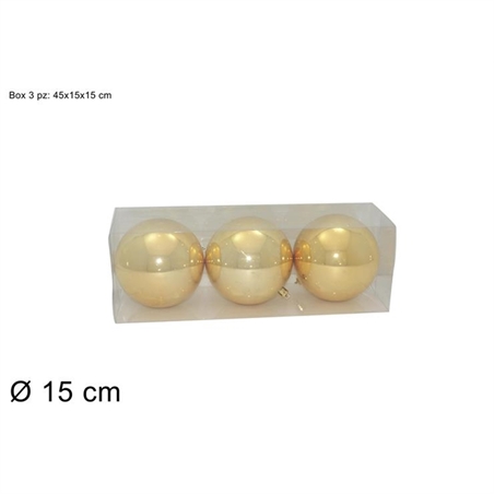 PALLE 15CM SET 3PZ IN BOX PVC ORO 
