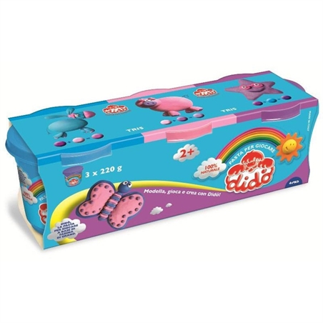 Didò Tris Barattoli 3x220 grammi Azzurro Rosa Viola