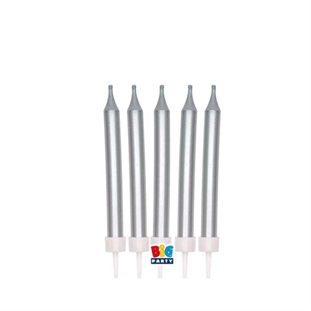 5 Candeline Matite Mini 9 cm Silver Metal