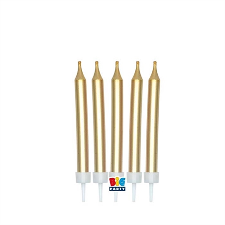 5 Candeline Matite Mini 9 cm Gold Metal