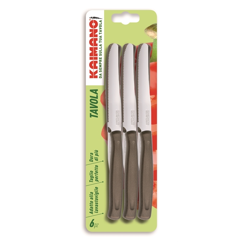 Kaimano Dinamik 6 pz Coltelli Tavola, Acciaio inossidabile, Marrone