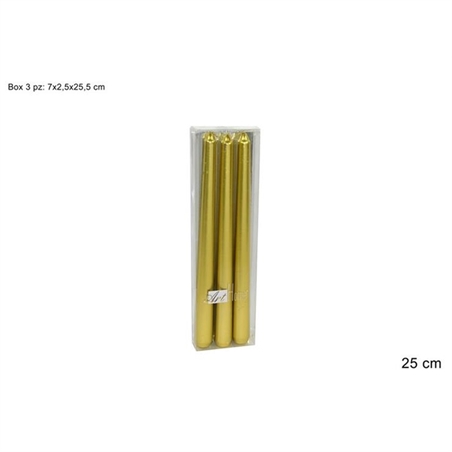 CANDELA LISCIA 25CM BOX 3PZ ORO