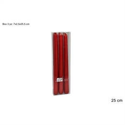 CANDELA LISCIA 25CM BOX 3PZ ROSSO