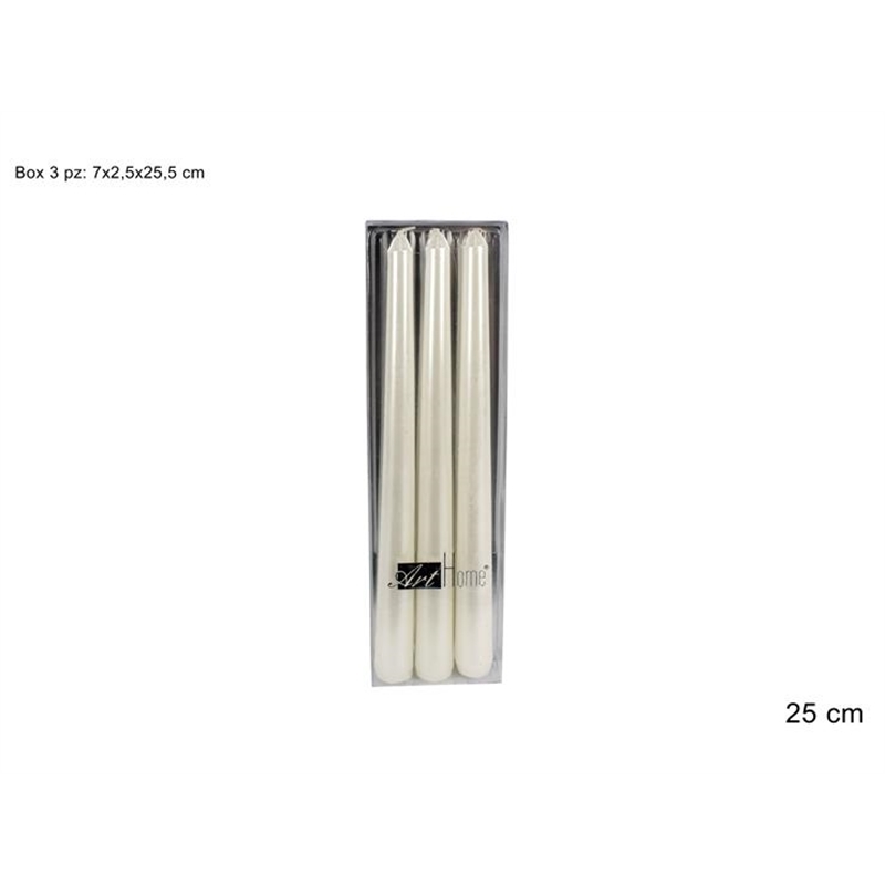 CANDELA LISCIA 25CM BOX 3PZ BIANCO 1