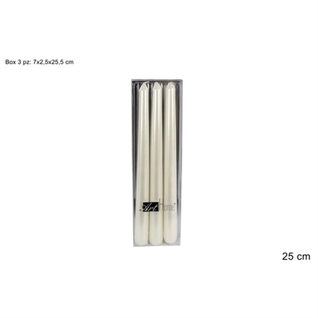 CANDELA LISCIA 25CM BOX 3PZ BIANCO 1