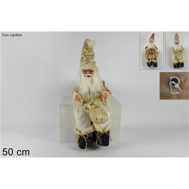 BABBO NATALE SEDUTO CON CARILLON E MOVIMENTO 50 
