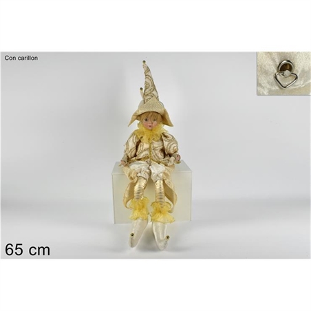 GIULLARE SEDUTO CON CARILLON-MOVIMENTO 65 CM ORO 