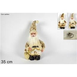 BABBO NATALE IN PIEDI CON CARILLON-MOVIMENTO 35CM ORO