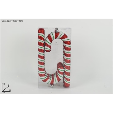 APPENDINI BASTONCINI GLITTER SET 6PZ ROSSO BIANCO VERDE 3ASSORTITI