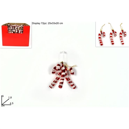 BASTONCINI 9 CM SET 3 PZ ROSSO GLITTER  BIANCO