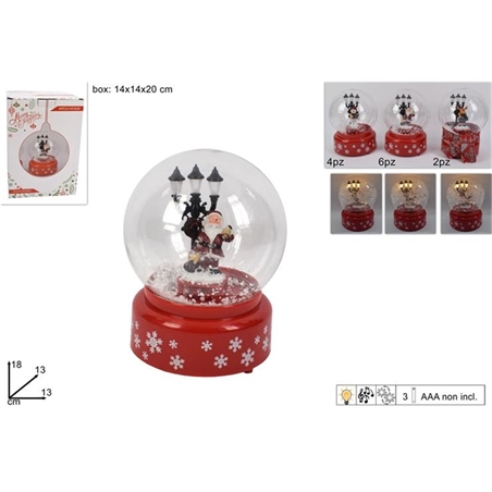 Ampolla In Plastica 13 Cm Con Luce E Movimento Neve