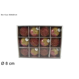 PALLA 8 CM 12 PZ CON GLITTER ASSORTITE ROSA ANTICO OLD PINK