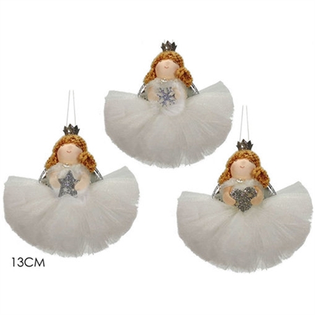 Appendino 13 cm Angelo Ballerina bianca e silver