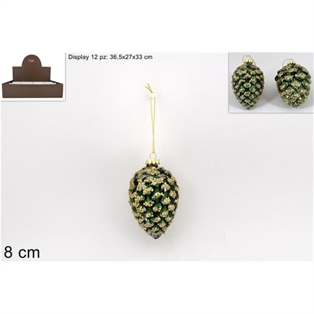 PIGNA VETRO 8 CM 2 ASSORTITI VERDE