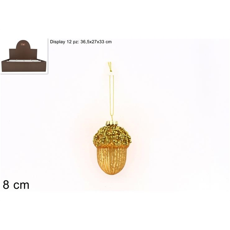 GHIANDA VETRO 8CM ORO 