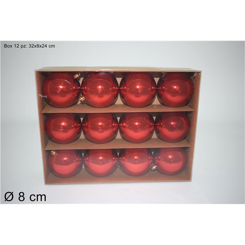 BOX 12 PALLE 8 CM LUCIDE ROSSO 