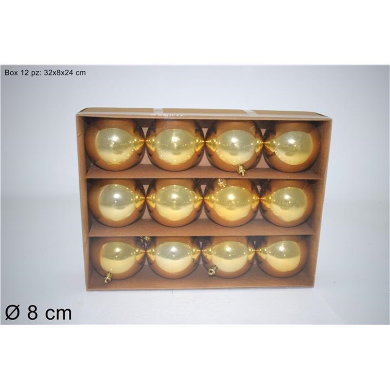 BOX 12 PALLE 8 CM LUCIDE ORO 