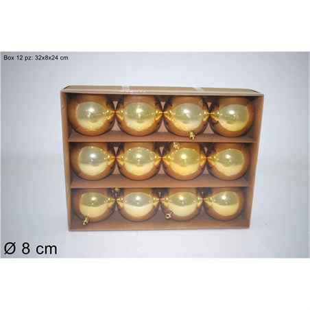 BOX 12 PALLE 8 CM LUCIDE ORO 