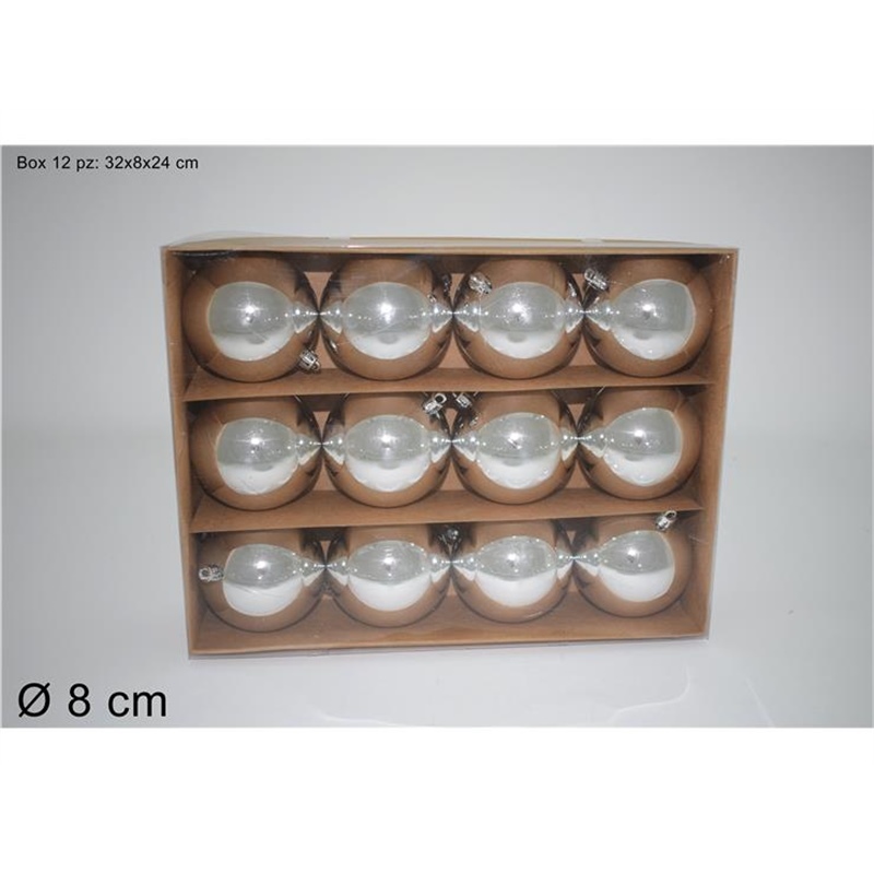 BOX 12 PALLE 8 CM LUCIDE SILVER