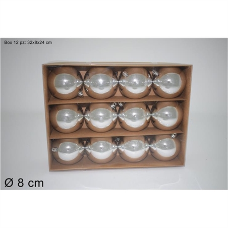 BOX 12 PALLE 8 CM LUCIDE SILVER