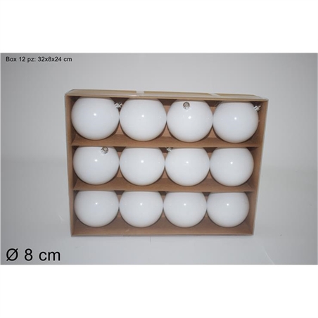 BOX 12 PALLE 8 CM LUCIDE BIANCO 