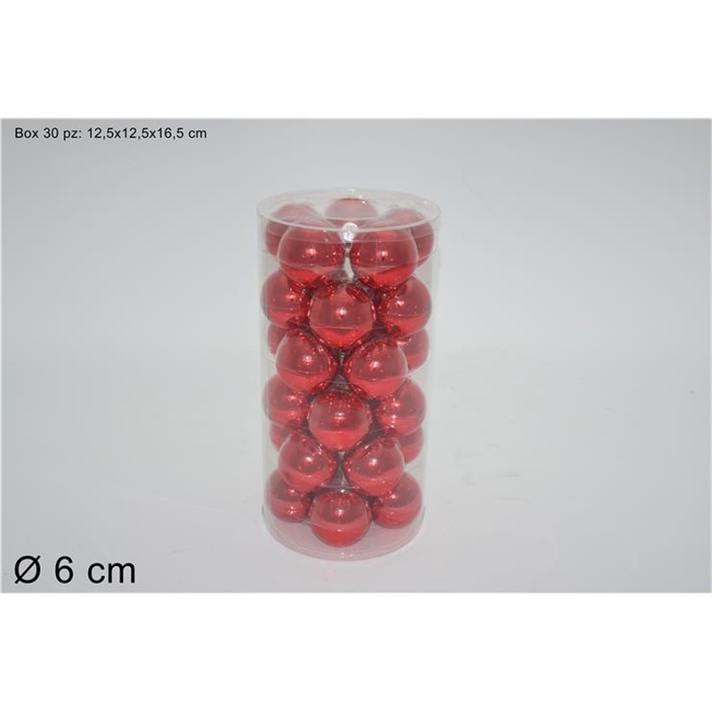 SET 30 PALLE VETRO 6 CM LUCIDE ROSSO