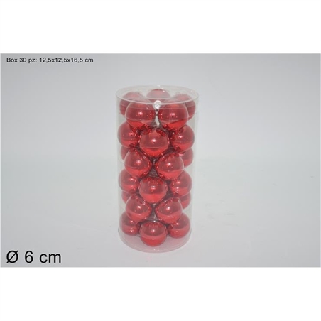 SET 30 PALLE VETRO 6 CM LUCIDE ROSSO