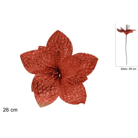 STELO POINSETTIA GLITTERATO ROSSO