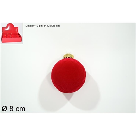 PALLA 8 CM FLOCCATA ROMBI ROSSA 