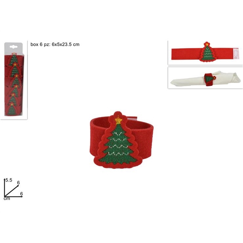 ANELLI PORTATOVAGLIOLI ROSSO CON ALBERO