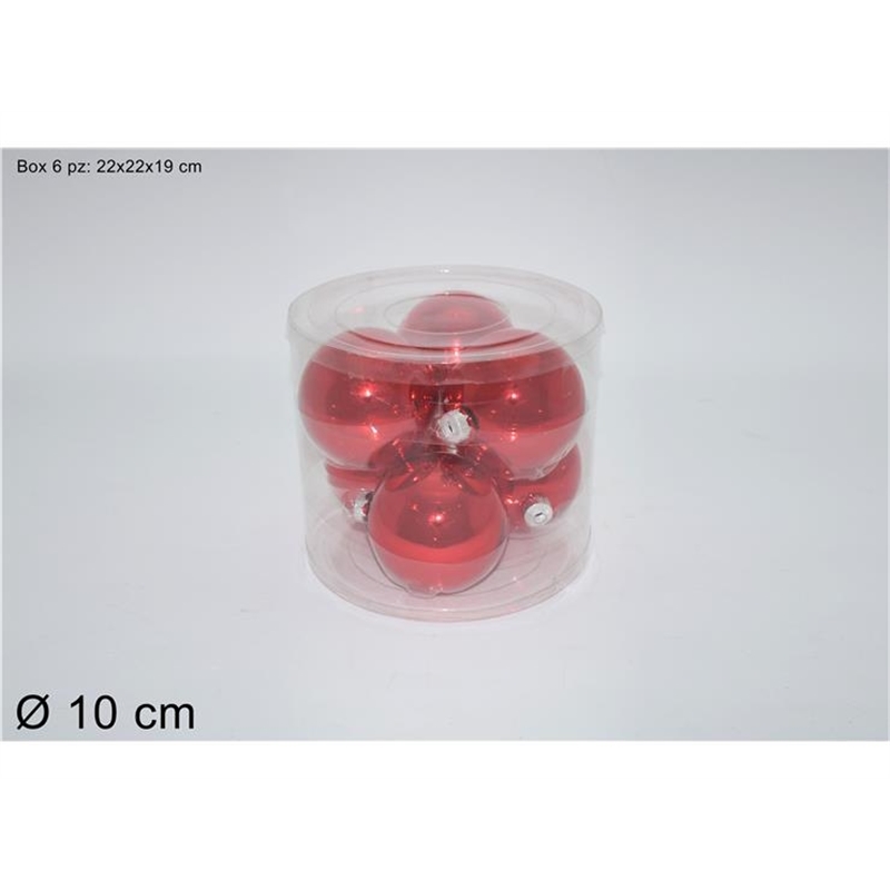 SET 6 PALLE VETRO 10 CM LUCIDE ROSSO