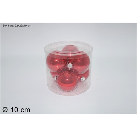 SET 6 PALLE VETRO 10 CM LUCIDE ROSSO