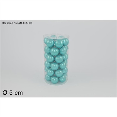 SET 36 PALLE VETRO 5 CM PERLATE TURCHESE
