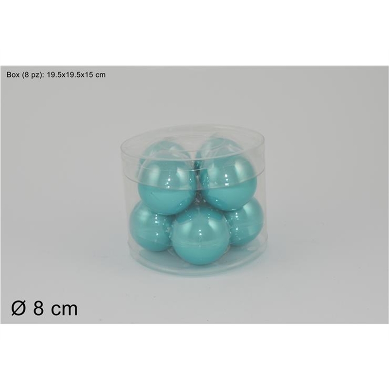 SET 8 PALLE VETRO 8 CM PERLATE TURCHESE
