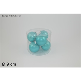 SET 6 PALLE VETRO 9 CM PERLATE TURCHESE
