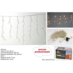 TENDA LED 300LUCI 6MT CON GIOCO LUCI  BIANCO LUCE CALDA 