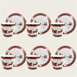 SET 6 TAZZE CAFFE’ CON PIATTINO CHRISTMAS – SLITTA (SLED)