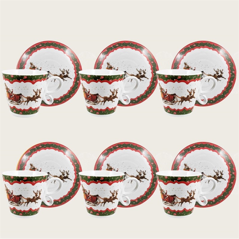 SET 6 TAZZE CAFFE’ CON PIATTINO CHRISTMAS – SLITTA (SLED)