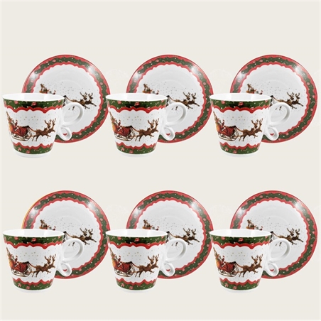 SET 6 TAZZE CAFFE’ CON PIATTINO CHRISTMAS – SLITTA (SLED)