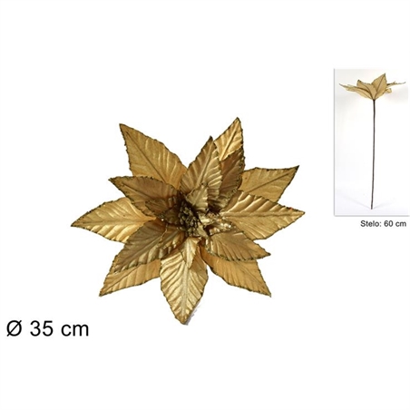 STELO POINSETTIA VELLUTO 35CM ORO GOLD