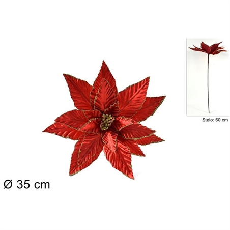 STELO POINSETTIA VELLUTO 35CM ROSSO