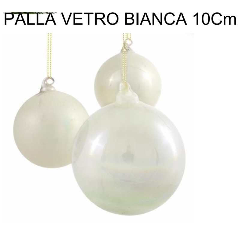 PALLA VETRO BIANCA 10 Cm ASSORTITE CON VARIA SFUMATURA 